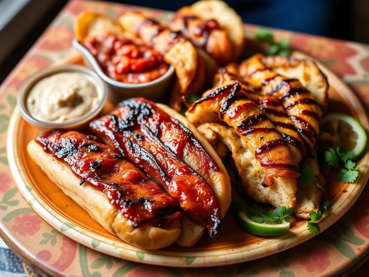 Bacon-wrapped hot dogs and quesabirrias